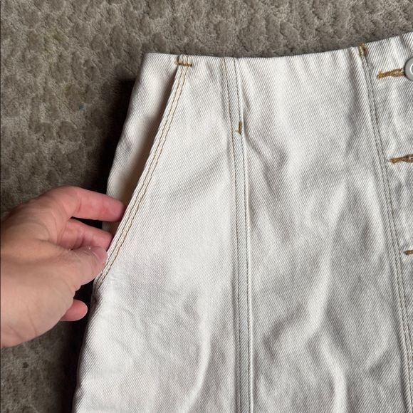 Wilfred Free Cream Denim Button Up Mini Skirt, size 8 - Picture 6 of 7